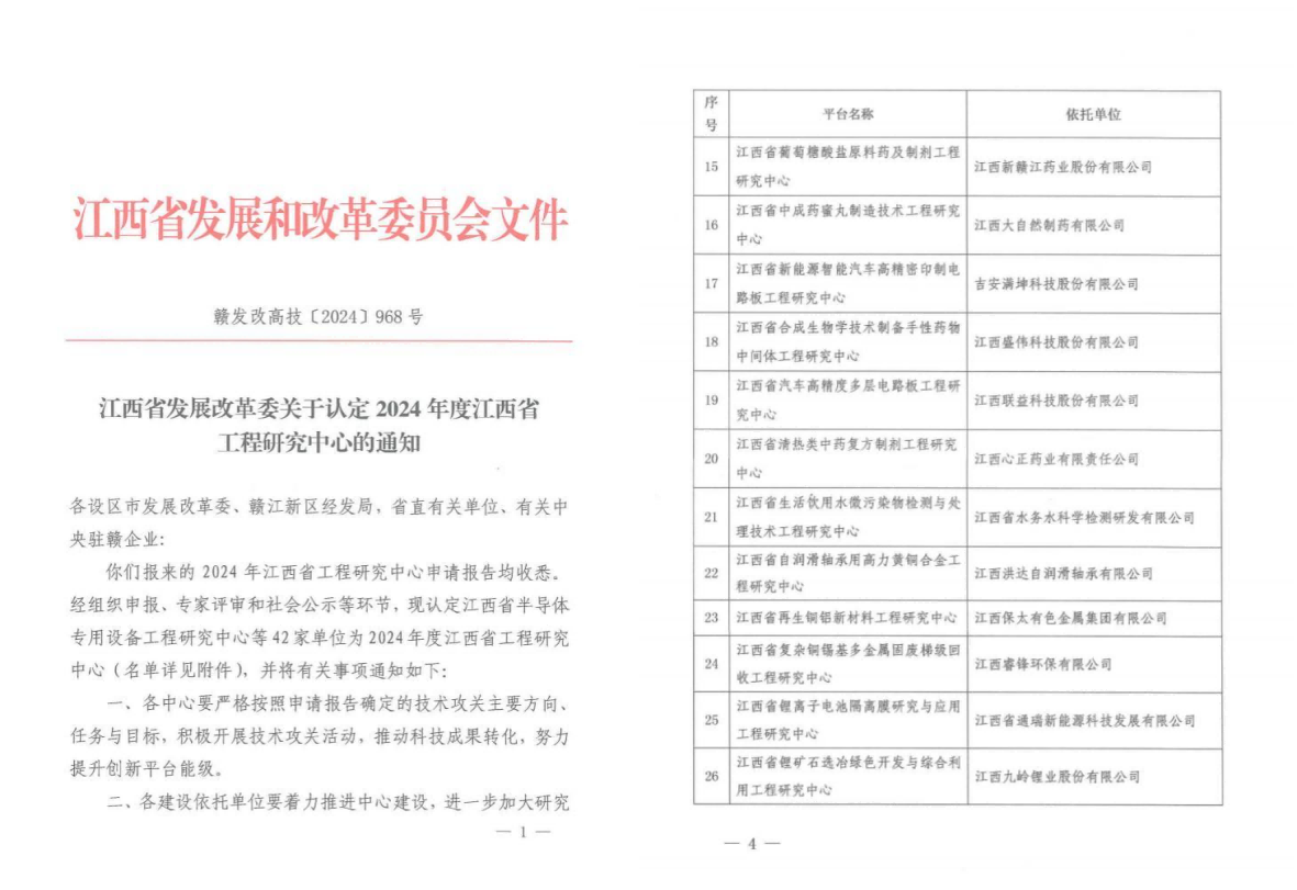 喜報｜省水科檢公司成功獲批2024年度江西省工程研究中心